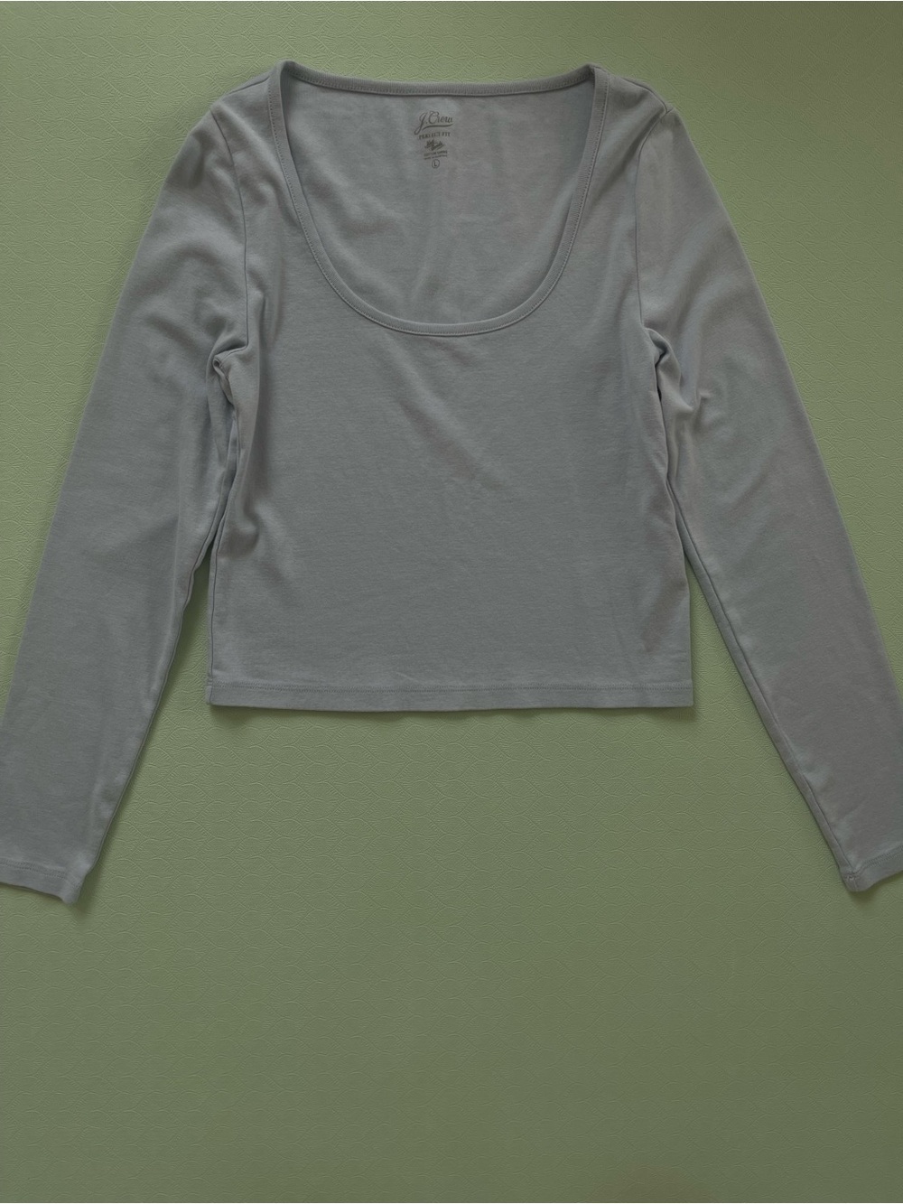 J. Crew Soft Cotton Scoop Neck Long Sleeve Top Sz L